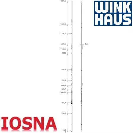 Cremona palanca Click GASK 2000 Winkhaus FFH 1750-2000 para hoja pasiva