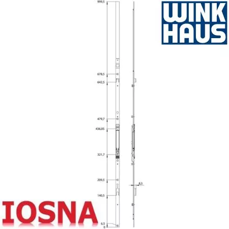 Cremona Palanca Pasiva Winkhaus GASK.1195-1 FFH 945-1195mm para Segunda Hoja