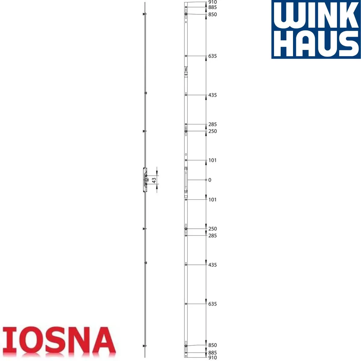 Cremona Winkhaus GAVM.1820-4 D7,5 FFH/FFB 1820-2019mm Aguja 7,5mm