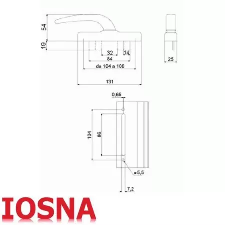 Cremona para puerta de aluminio Apertura Exterior Julia Blanco