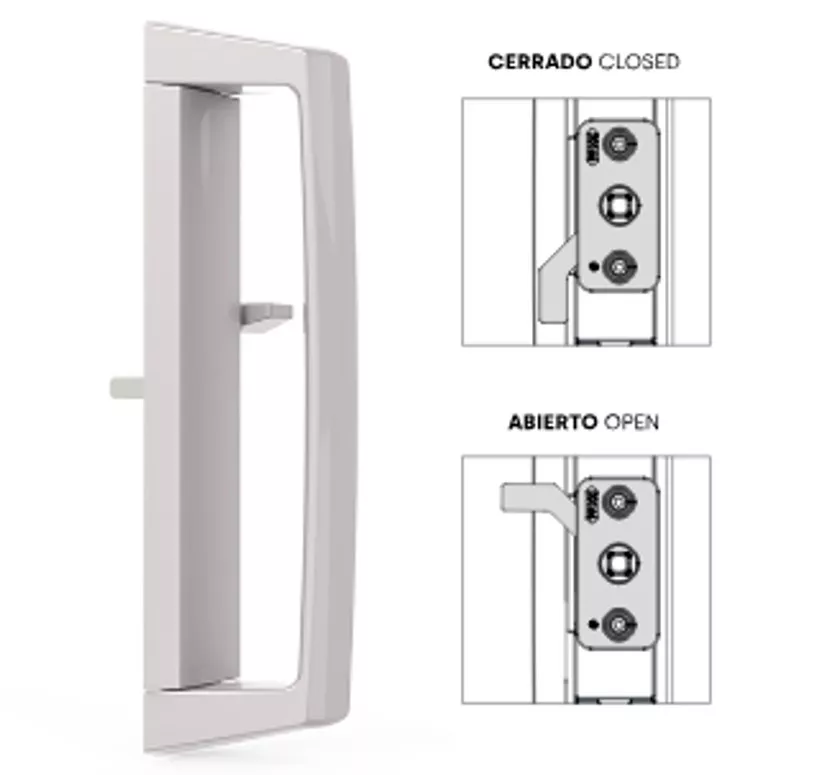 Tirador FLAP multipunto para balconeras correderas de izquierdas color blanco