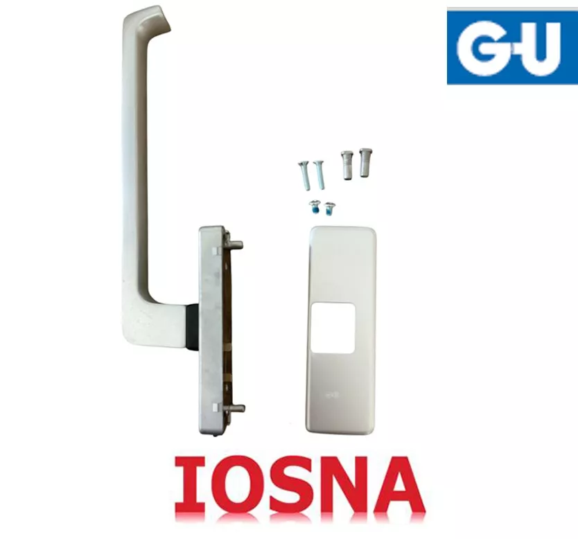 Maneta puerta paralela de pvc GU Dirigent 966 de derecha color plata