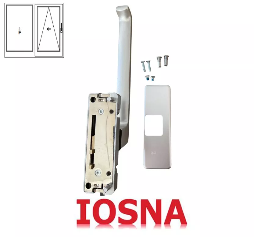 Maneta puerta paralela de pvc GU Dirigent 966 de derecha color plata