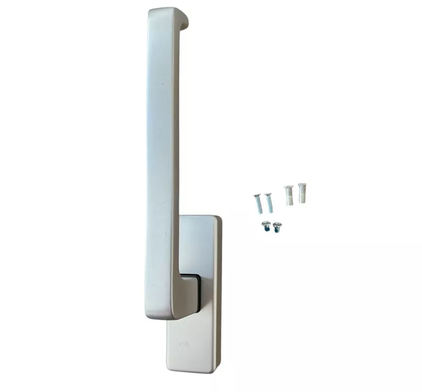 Maneta puerta paralela de pvc GU Dirigent 966 de derecha color plata