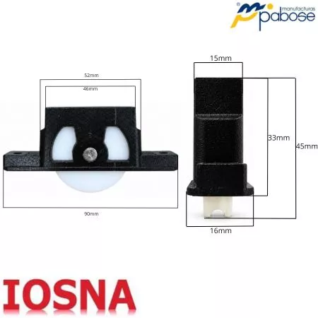 Rueda Simple Pabose P-2000F-A para Ventanas y Puertas Correderas de PVC 70kg