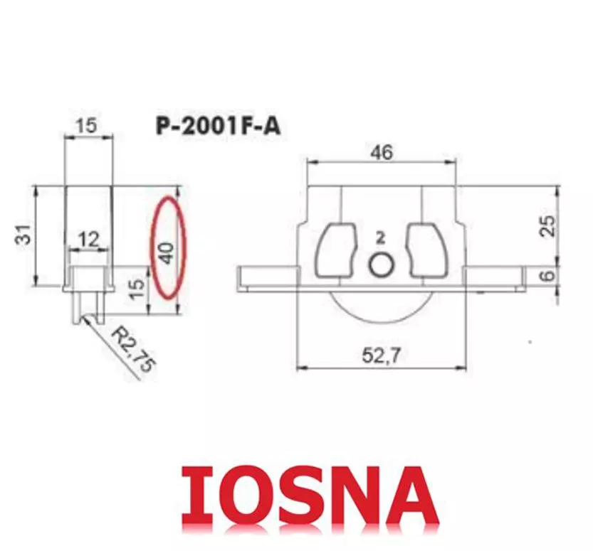 Ruedas simple P-2001-FA Pabose fija para corredera de pvc