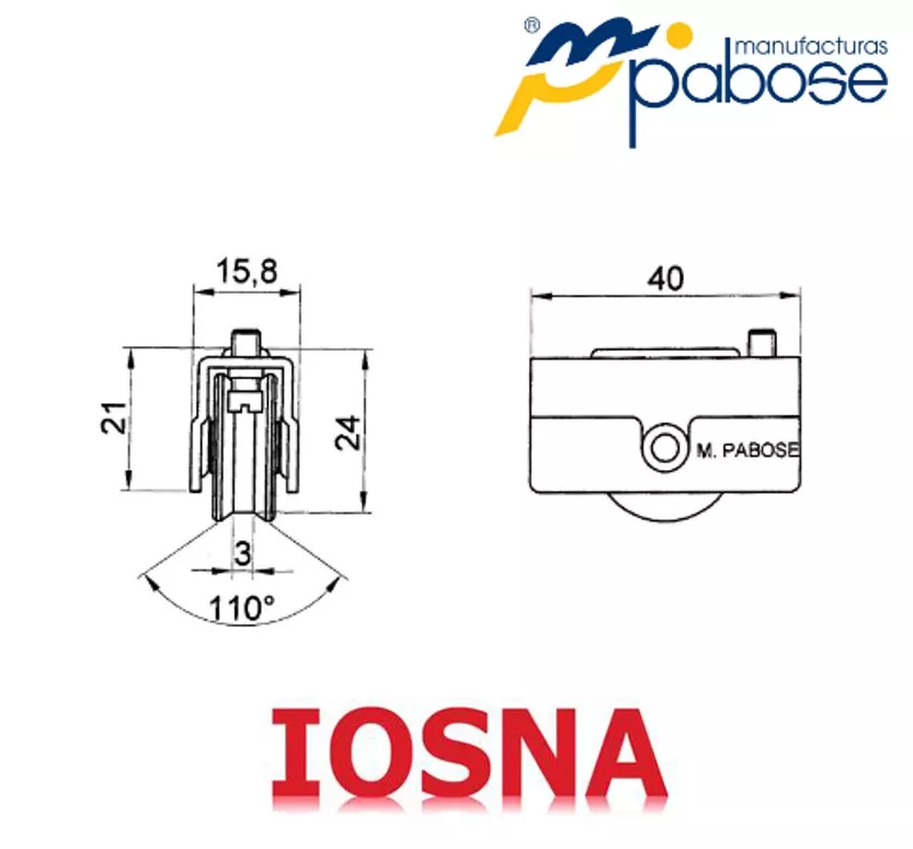 Rueda Corredera Pabose fijo simple T-24/14